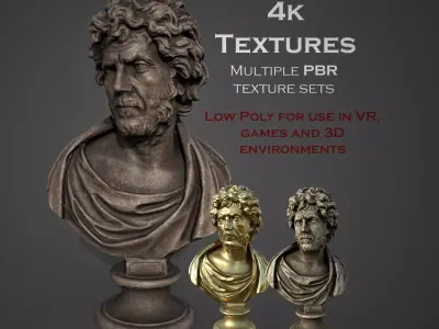 Male Bust  Low-poly 3D model