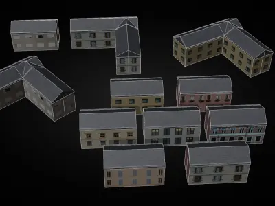 Lite House Pack  Low Poly Game-Ready Buildings Low-poly 3D model