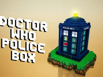 Doctor who police box tardis voxel design Free low-poly 3D model