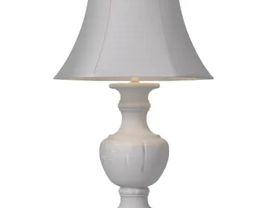 Rustic Distressed Nightstand Table Lamp With Carved Wood Base 3D model