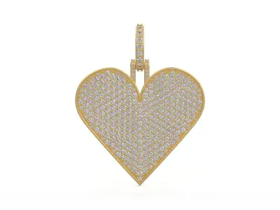 Model 1127 Playing Cards Hearts Iced Out Pendant Large 40mm 3D print model