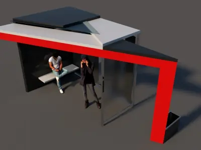 Bus Stop Low-poly 3D model