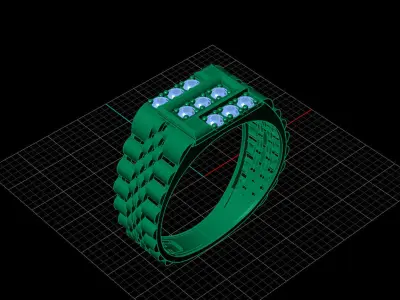 Print Ready STL 3DM  Gents Rings Diamond Men Ring  3D print model 158