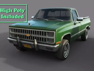 Chevrolet C10 1982 Green Low-poly 3D model
