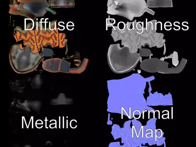 Western Cowboy Boot Model Pack with Decorative Pattern Low-poly 3D model