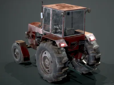 Realistic UMZ-6 3D Tractor Model Low-poly 3D model