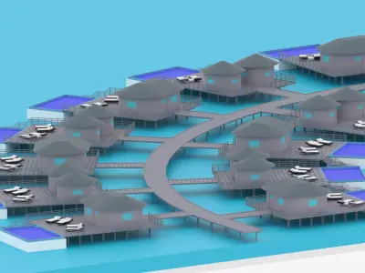 Overwater Resort Hut 3D model