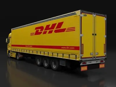 Mercedes Benz Actros DHL UPS FedEx Low-poly 3D model