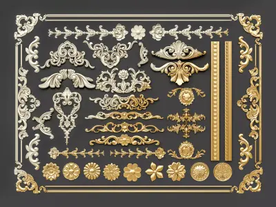 Classic carvings moldings and gypsum cornice 29 3D model