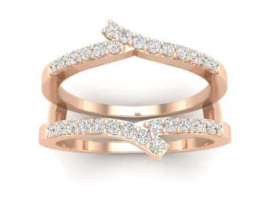 AV 509 Diamond Ladies Wedding Band Double Ring 3D print model