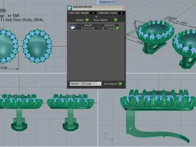 Oval Halo Clip On Earring 0658 3D print model