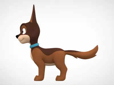 Blaze cartoon dog Low-poly 3D model