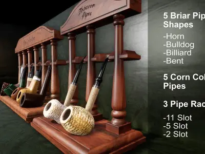 UE4 Pipe Smoking Set Low-poly 3D model