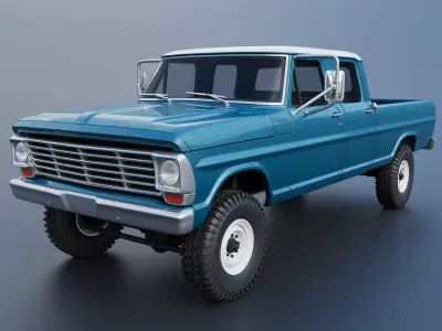 Pickup Truck F250 Crew Cab 1969 3D print model