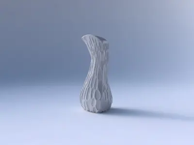 Vase puffy bent triangle with bubbles 3D print model