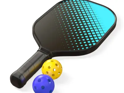 Pickleball set Paddle and Balls 3D model