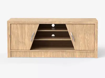 TV stand by Yuko in ash wood Low-poly 3D model