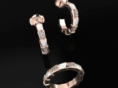 Bvlgari Serpenti Ring and Earrings  3D print model