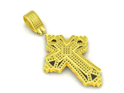 Luxury Pave Diamond Cross Pendant 3D Model 106a 3D print model