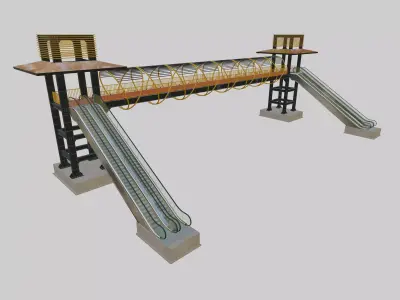 Steel Pedestrian Bridge-Escalator-Tower Column Type-28 3D model
