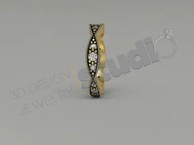 Detailed luxury brilliant ring 3D print model