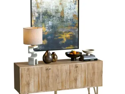 Sideboard Set with Decor 01 - Crate and Barrel Furniture 3D model