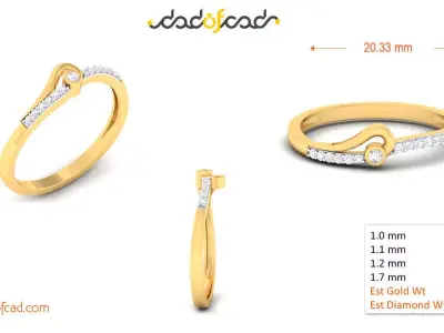 Yellow Gold Leaf Design Diamond Ring for Women 3D print model