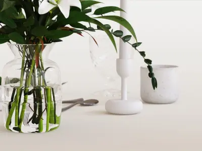 Classic restaurant table setting tableware 3D model