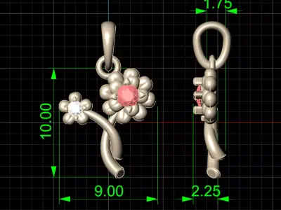 Cosmos Flower Minimal Pendant Necklace CAD 3D Design 3D print model