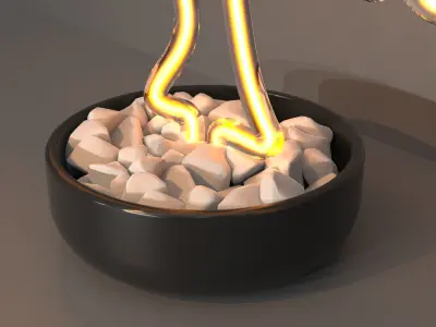 Bonsai 2 - Neon Sign in a Pot 3D model