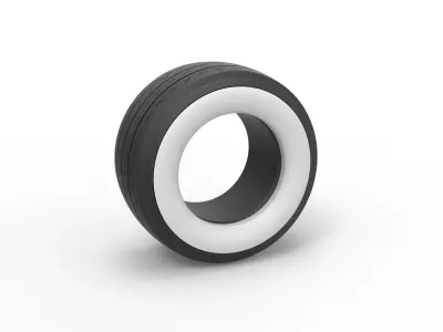 Whitewall race tire Scale 1 to 25 3D print model