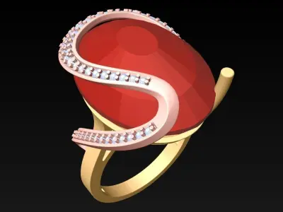 Oval Stone Ring - GN252 3D print model