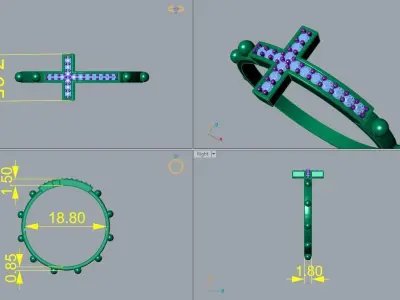 Jesus cross ring 3D print model