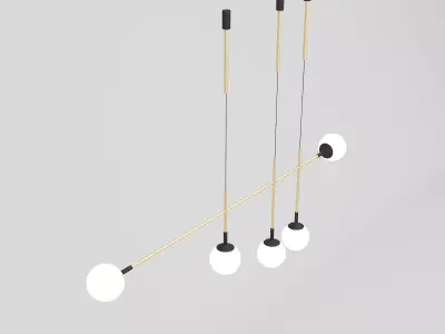 Golden and Black Ball Ceiling Light 3D model