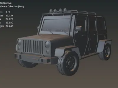 Jeep cartoon style Low-poly 3D model