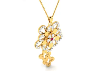 Solitaire Women Pendant 3DM STL OBJ FBX Render Details 3D print model 2