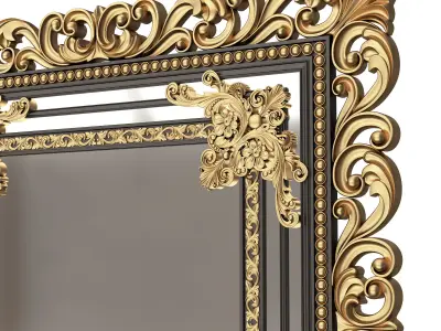 Carved Classic Mirror 09 Low-poly 3D model
