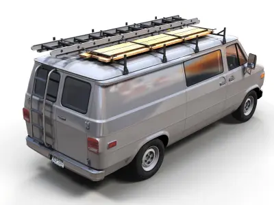 80s utility van Low-poly 3D model