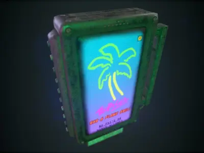 Neon bar sign Low-poly 3D model