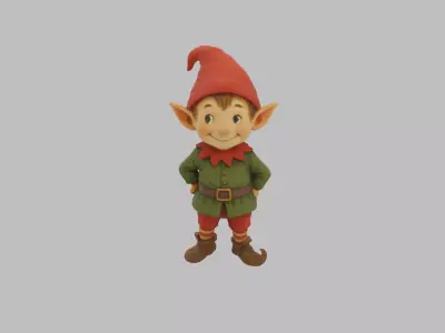Christmas Elf Character - Cartoon Holiday 3D Model Low-poly 3D model