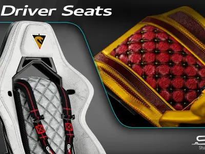 12 Driver Seats Low-poly 3D model