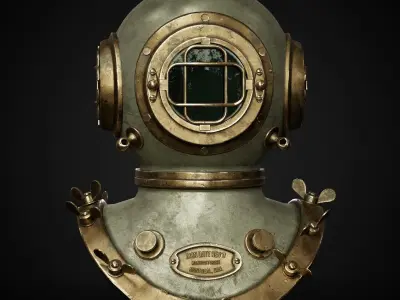 Diver Helmet Low-poly 3D model