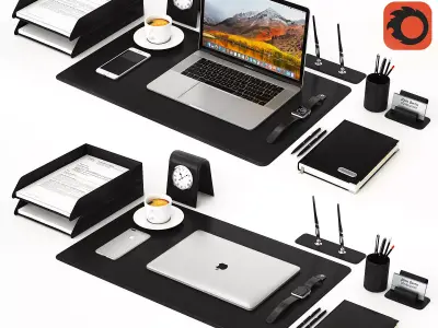 Classic Silver Workplace MacBook  3D model