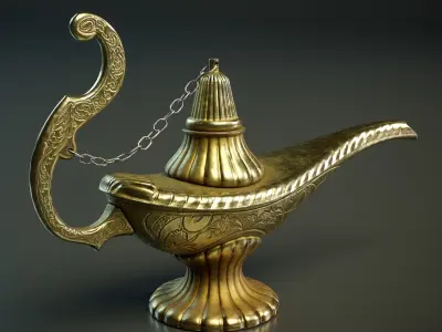 Genie Lamp PBR Low-poly 3D model