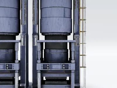 Industrial Hydraulic Press Machine Free low-poly 3D model