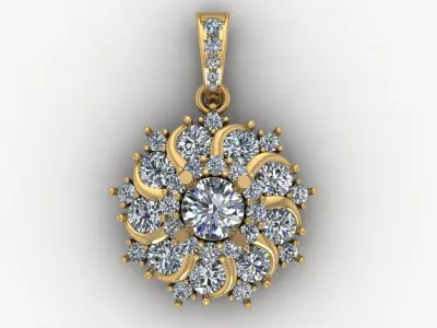 Pendant Gold full Diamond 3D print model