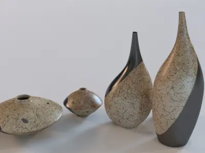 Raku Brushstroke Vases 3D model