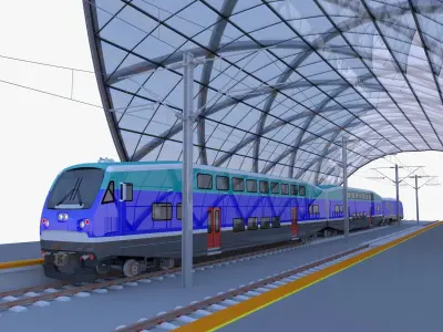 BiLevel train stations bundle III 3D Model Collection