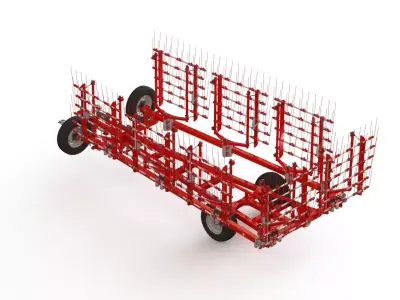 WG 0009 - Complete range of 3 semi-mounted flexible tine harrow 3D model