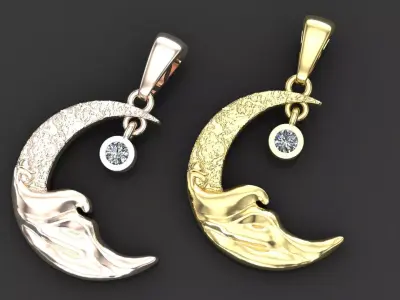 Moon pendant 3D model 3D print model